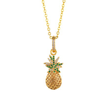 Load image into Gallery viewer, Colorful Zirconia CZ Necklace For Women Rainbow Gold Chain Pineapple Watermelon Horn Cactus Pendants Fashion Jewelry nke-p28
