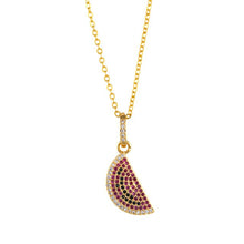 Load image into Gallery viewer, Colorful Zirconia CZ Necklace For Women Rainbow Gold Chain Pineapple Watermelon Horn Cactus Pendants Fashion Jewelry nke-p28
