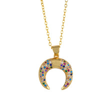 Load image into Gallery viewer, Colorful Zirconia CZ Necklace For Women Rainbow Gold Chain Pineapple Watermelon Horn Cactus Pendants Fashion Jewelry nke-p28
