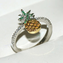 Load image into Gallery viewer, 925 Sterling Silver Pineapple Ring with Cubic Zirconia  (2 Colors, 5 Sizes)
