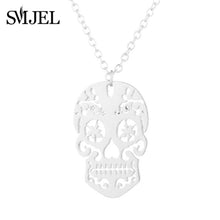 Load image into Gallery viewer, SMJEL Gothic Jewelry Skull Skeleton Necklaces Pendants for Women Punk Pirate Choker Mexican Halloween Gifts Collares
