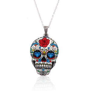 SMJEL Gothic Jewelry Skull Skeleton Necklaces Pendants for Women Punk Pirate Choker Mexican Halloween Gifts Collares