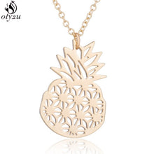 Load image into Gallery viewer, Oly2u Summer Pineapple Pendant Necklace for Women Minimalist Jewelry Hollow Hawaii Stainless Steel Necklaces Friendship Gift Bff
