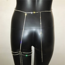 Load image into Gallery viewer, Adjustable Sexy Body Chain w/ Rhinestones &amp; Crystals  (Silver or Gold) - Body Jewelry - Thigh - Waist

