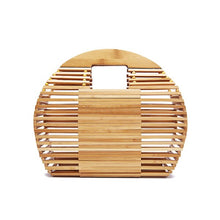 Load image into Gallery viewer, Retro Handmade Bamboo Summer Beach Handbags Women Fashion Hollow Out Semicircle Clutch Wooden Straw Bags For Women 2019 Holiday
