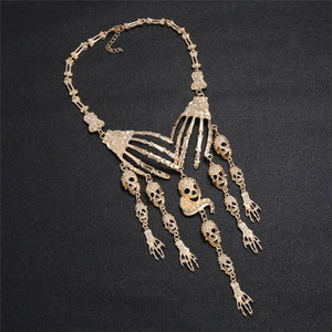 LZHLQ Necklace Skeleton Head Long Chain Female Fashion Accessories Collar Skull Necklace Punk Women Chunky Jewelry