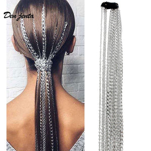 Boho Multistrand Metal Chain Hair Extensions Clips Hair Chain Tassel Hair Combs Hair Jewelry