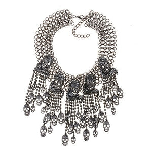 Exaggerated Skeleton Head Necklace Women Vintage Large Collar Skull Necklace Maxi Chunky Chains Statement Big Choker Necklace