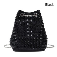 Load image into Gallery viewer, Sass Chick Original  Rhinestone Crystal Draw String Tote W/ Chain Bag (Multiple Colors)
