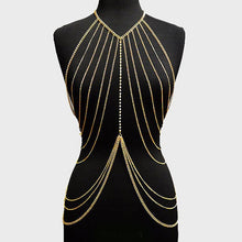 Load image into Gallery viewer, Multi Layer Full  Female Body Chain Harness Shiny Sexy Belly Accessories Gold Color Women Fashion Waist Jewelry
