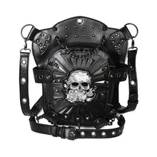 Load image into Gallery viewer, Steampunk Skull Leather Thigh Holster Bag - Concealed Carry
