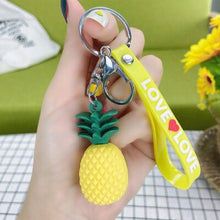Load image into Gallery viewer, FIMAODZ Cartoon Pineapple Keychain Yellow Pink Fruit Lovely Key Chain Kids Women Bag Pendant Key Chain

