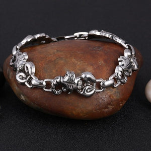 ZOSHI Silver Color Men's Steel High Quality Biker Man Skull charms Bracelet Chain Factory Price Bracelets & Bangles