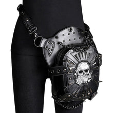 Load image into Gallery viewer, Steampunk Skull Leather Thigh Holster Bag - Concealed Carry
