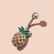 Load image into Gallery viewer, Cute Zircon Pineapple Belly Button Rings Geometric Stainless Steel Navel Rings Women Fashion Body Piercing Jewelry
