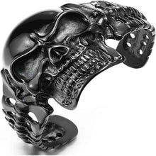 Load image into Gallery viewer, Silver Color Skull Cuff Bangle Bracelet for Men Punk Rock Bracelet Biker Jewelry
