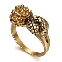 Load image into Gallery viewer, Punk Fruit Pineapple Ring Gold Color Stainless Steel Vintage Cocktail Rings For Women Simple Party Jewelry Dropshipping
