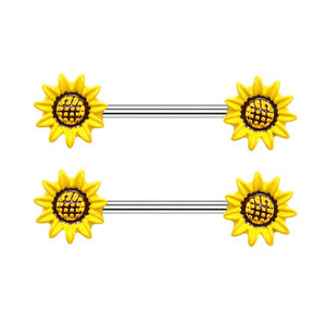 Cute Pineapple Nipple Ring Fruit Chest Nail Stainless Steel Rod Sun Flower Nipple Septum Piercing Ring Jewelry