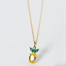 Load image into Gallery viewer, 925 Silver Ladies Jewelry Cute Sweet Pineapple Fruit Necklace Earrings Ring Gold Color Three-piece Temperament Clavicle Chain
