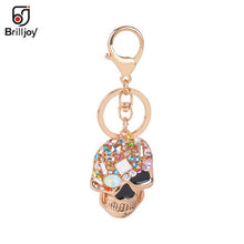 Load image into Gallery viewer, Brilljoy Skull Keychain Multi Color Rhinestone Unique Jewelry Trendy Punk Key Chain Ring Holder Women Bag Accessories Pendant
