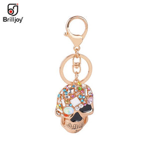 Brilljoy Skull Keychain Multi Color Rhinestone Unique Jewelry Trendy Punk Key Chain Ring Holder Women Bag Accessories Pendant