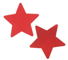 Load image into Gallery viewer, 2 Pairs Red Star Pasties Nipple Covers Breasts Self Adhesive - Body Stickers, Lifestyle, Rave, Rally, Costume, Lingerie
