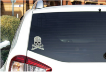 Load image into Gallery viewer, Set of 2 Rhinestone Skull and Bones Decals
