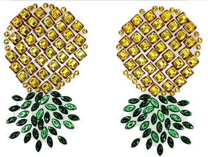Reusable Upside Down Pineapple Rhinestone Pasties w/ Body Glue for Reapplication